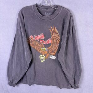Liquid Death Long Sleeve Shirt Mens XXL Gray Eagle Skull Graphic Tee